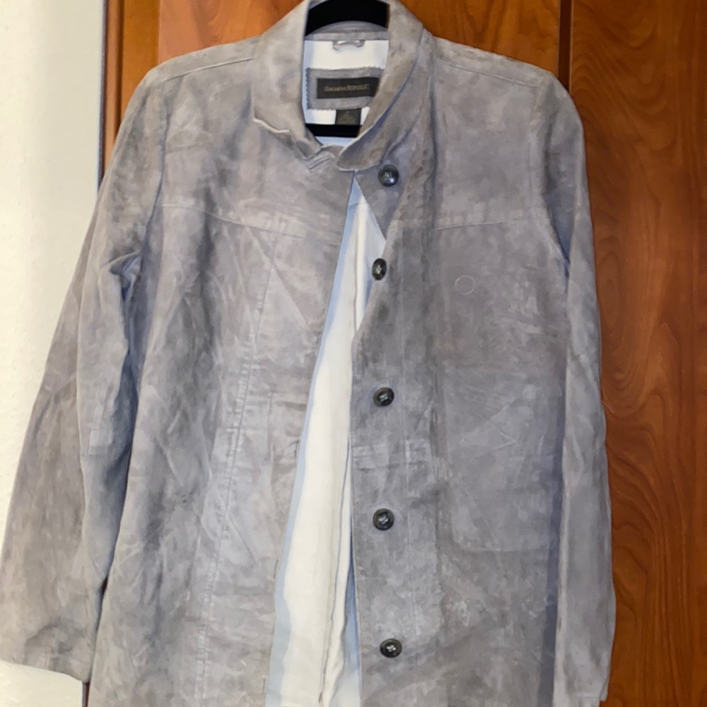 Small banana republic gray suede leather jacket